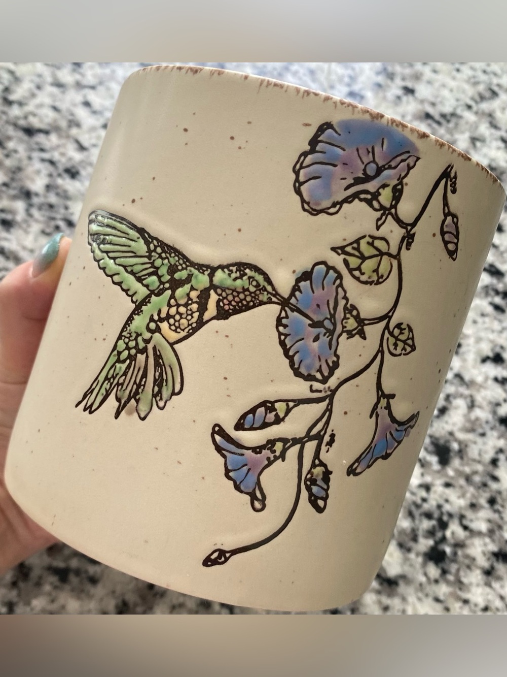 •GUC•Spectrum Designz ‘Ruby Hummingbird’ Speckled Matte Ceramic Canister